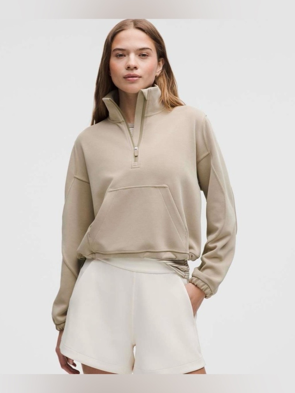 Lululemon Set of Brushed Softstreme Half Zip Softstreme High Rise Wide Leg Crop